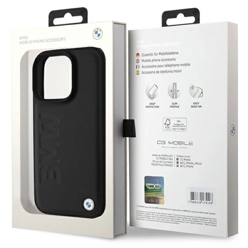 Buy BMW BMHCP16XSLLBK Apple iPhone 16 Pro Max hardcase Leather Hot Stamp black - BMW769 - {ean13} - Home Screen Store Europe
