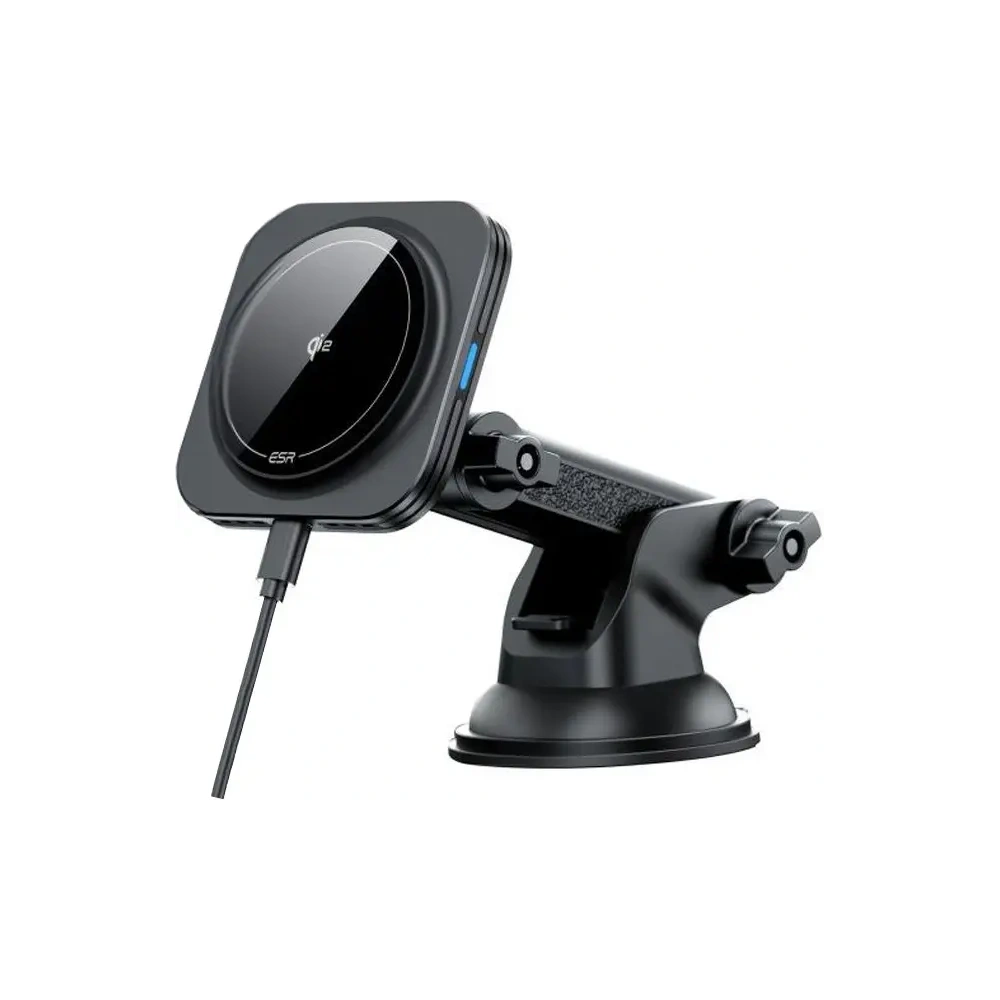 Uchwyt samochodowy na kokpit / szybę z ładowarką indukcyjną ESR Halolock Magnetic Magsafe Dashboard Car Mount Wireless Charger Qi2 15W Black