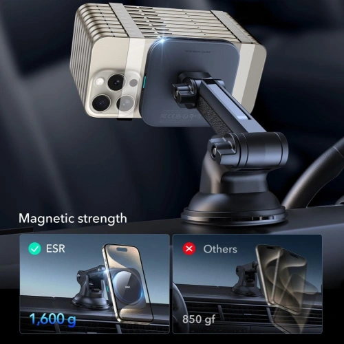 Kup Uchycení do auta na kokpit / sklo s bezdrátovou nabíječkou ESR Halolock Magnetic Magsafe Držák do auta na palubní desku Bezdrátová nabíječka Qi2 15W Černá - ESR869 - {ean13} - Sklep Home Screen