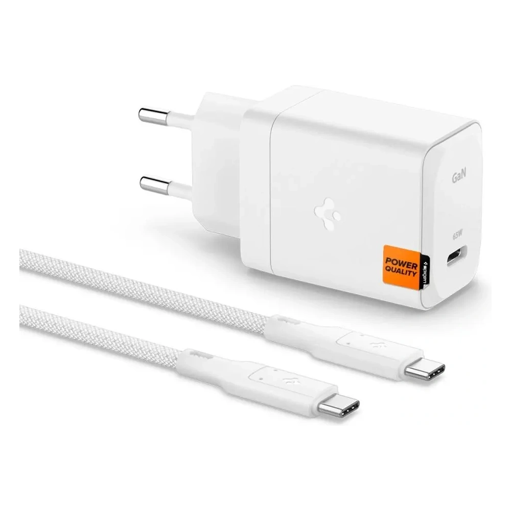 Ładowarka sieciowa Spigen Arcstation Pro GaN-651 USB-C Network Charger 65W + USB-C Cable White