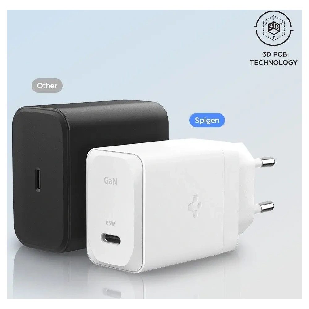 Ładowarka sieciowa Spigen Arcstation Pro GaN-651 USB-C Network Charger 65W + USB-C Cable White