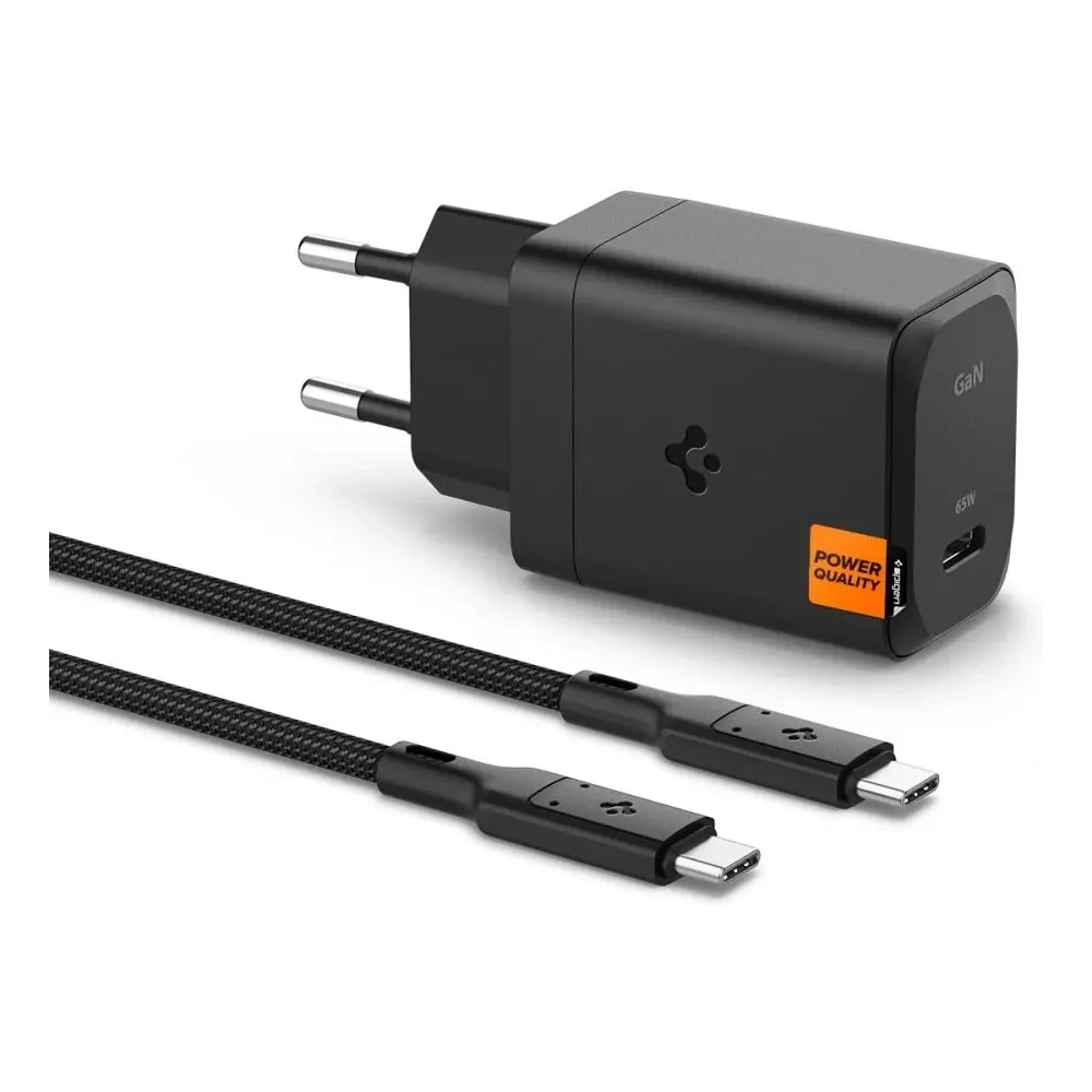 Ładowarka sieciowa Spigen Arcstation Pro GaN-651 USB-C Network Charger 65W + USB-C Cable Black