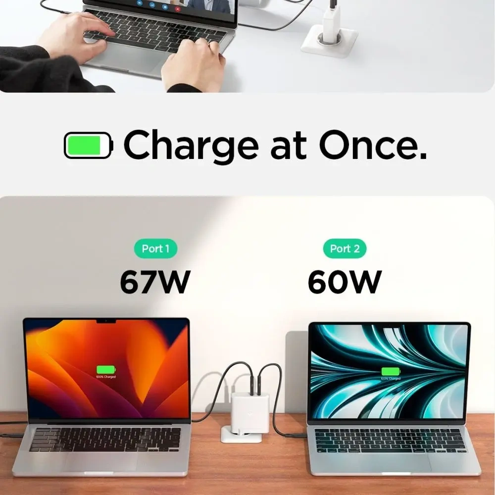 Ładowarka sieciowa Spigen Arcstation Pro GaN-1402 2xUSB-C Network Charger 140W White