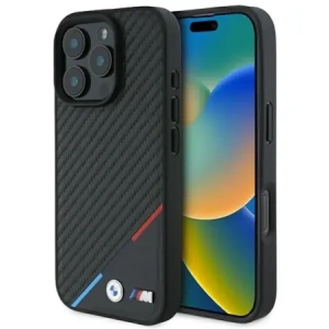 Buy BMW BMHMP16X23PUDTK Apple iPhone 16 Pro Max hardcase M Carbon Tricolor Line MagSafe black - BMW783 - {ean13} - Home Screen Store Europe