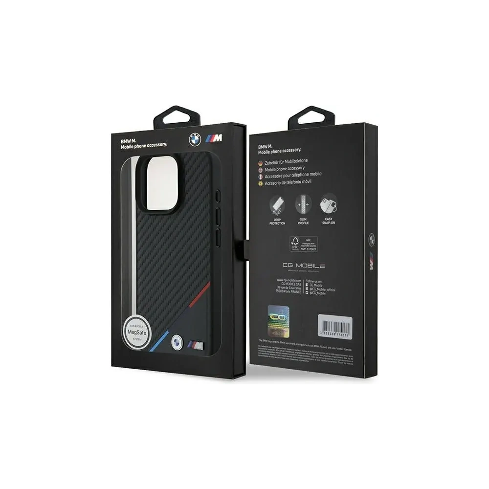 Etui BMW BMHMP16X23PUDTK Apple iPhone 16 Pro Max hardcase M Carbon Tricolor Line MagSafe czarny/black