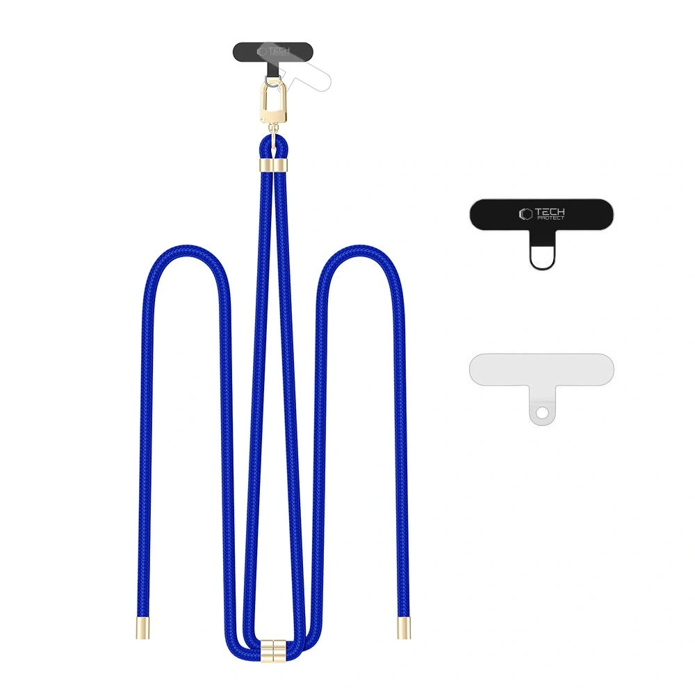 Smycz do telefonu Tech-Protect C7S Rope Crossbody Strap Cobalt Blue/gold