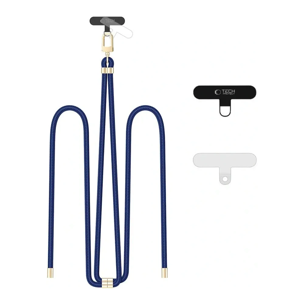 Smycz do telefonu Tech-Protect C7S Rope Crossbody Strap Navy Blue/gold