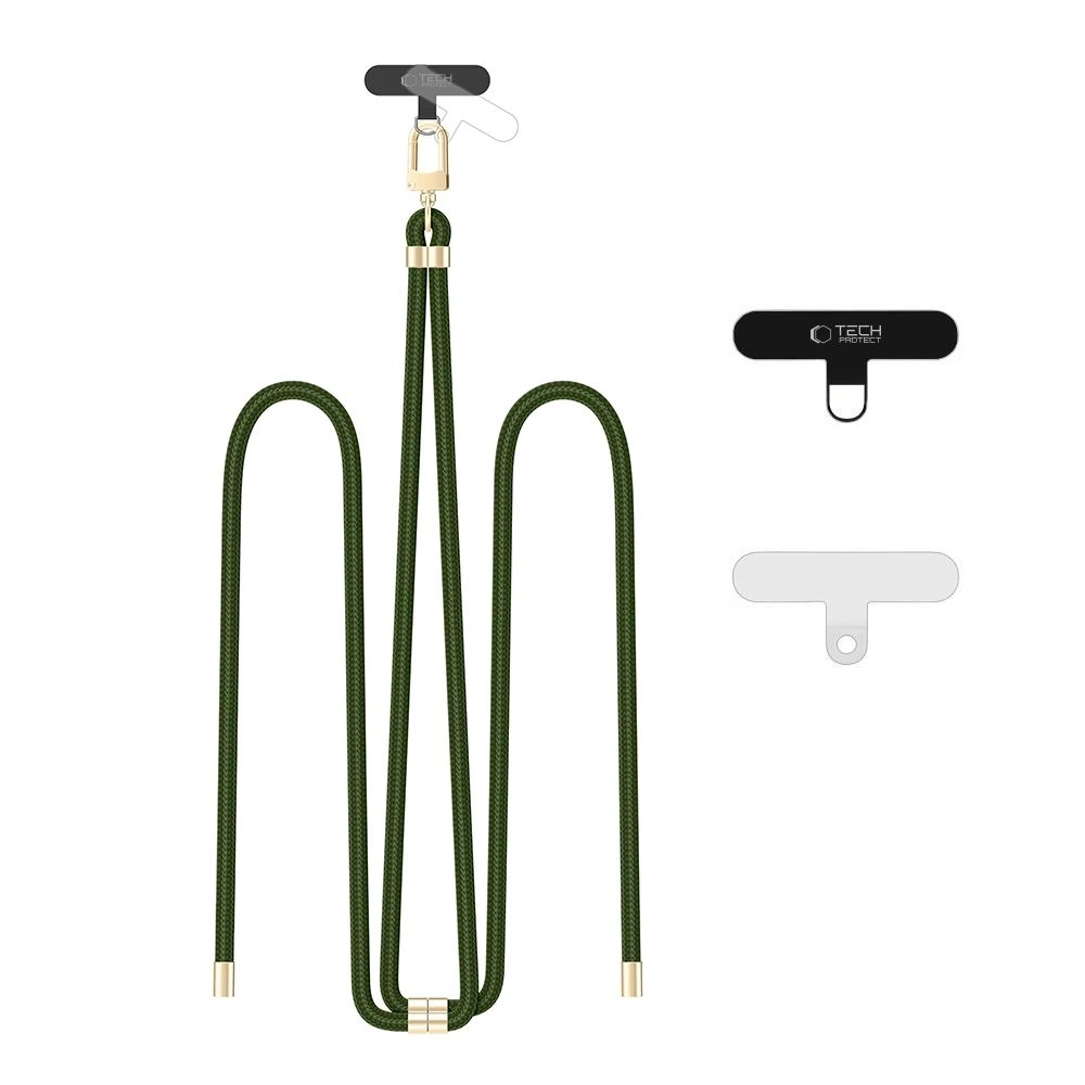 Smycz do telefonu Tech-Protect C7S Rope Crossbody Strap Hunter Green/gold