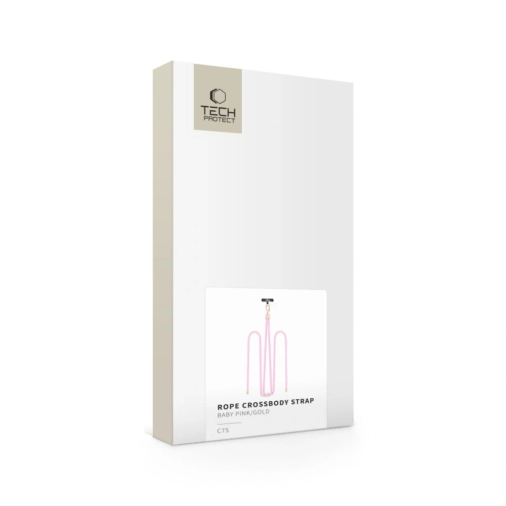 Smycz do telefonu Tech-Protect C7S Rope Crossbody Strap Baby Pink/gold