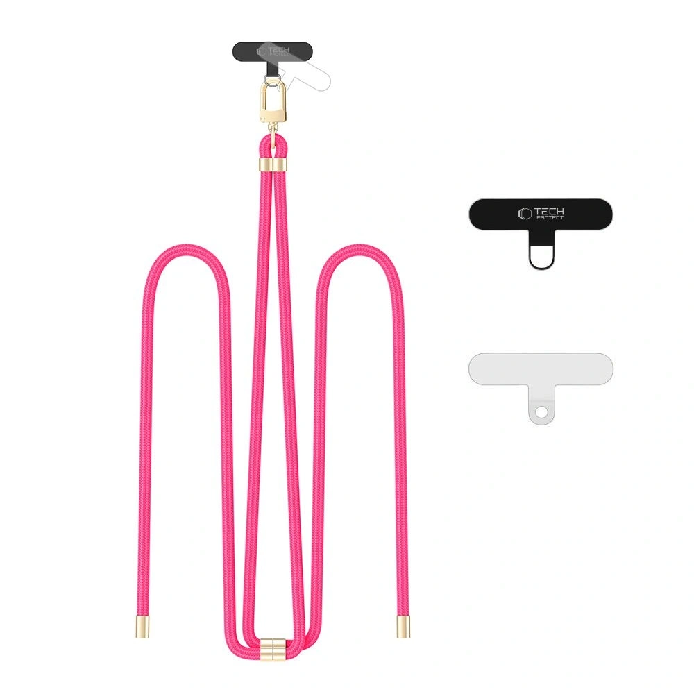 Smycz do telefonu Tech-Protect C7S Rope Crossbody Strap Hot Pink/gold