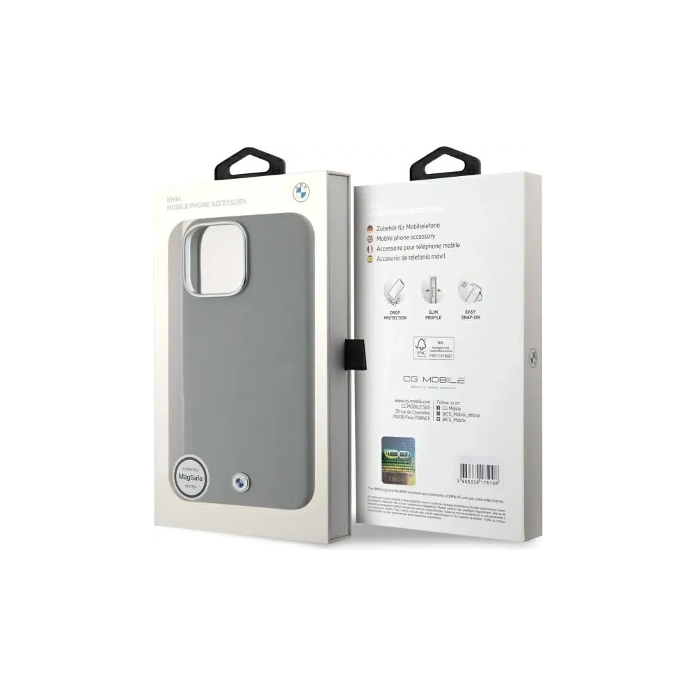 Etui BMW BMHMP16X23PUFWG Apple iPhone 16 Pro Max hardcase Sign Full Wrapped Metal MagSafe szary/grey