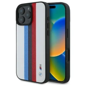 Kup BMW BMHMP16X23PUPTH Apple iPhone 16 Pro Max hardcase M Perf. Dungi imprimante tricolore MagSafe alb - BMW786 - {ean13} - Sklep Home Screen