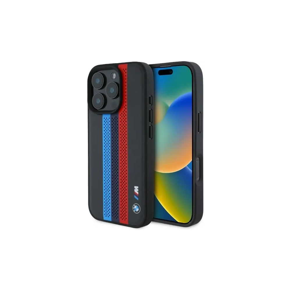 Etui BMW BMHMP16X23PUPTK Apple iPhone 16 Pro Max hardcase M Perf. Tricolor Printed Stripes MagSafe czarny/black