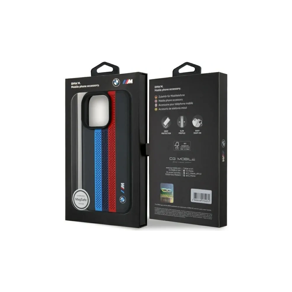 Etui BMW BMHMP16X23PUPTK Apple iPhone 16 Pro Max hardcase M Perf. Tricolor Printed Stripes MagSafe czarny/black