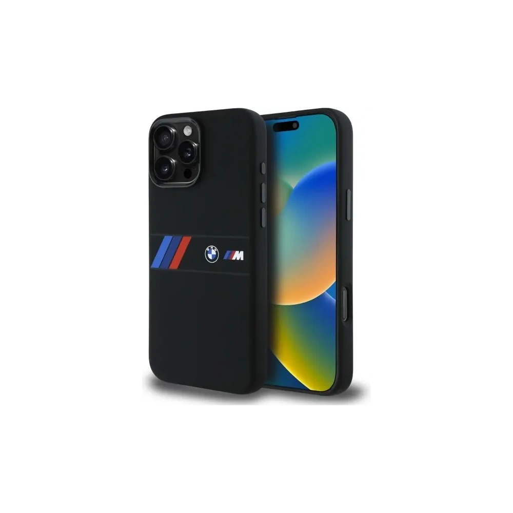 Etui BMW BMHMP16X23SAXK Apple iPhone 16 Pro Max hardcase Silicone Middle Stripe MagSafe czarny/black