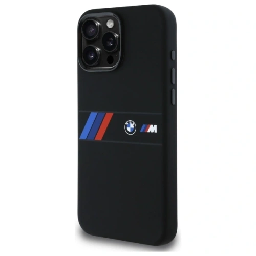 Buy BMW BMHMP16X23SAXK Apple iPhone 16 Pro Max hardcase Silicone Middle Stripe MagSafe black - BMW788 - {ean13} - Home Screen Store Europe