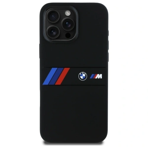 Buy BMW BMHMP16X23SAXK Apple iPhone 16 Pro Max hardcase Silicone Middle Stripe MagSafe black - BMW788 - {ean13} - Home Screen Store Europe
