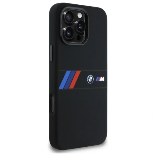 Buy BMW BMHMP16X23SAXK Apple iPhone 16 Pro Max hardcase Silicone Middle Stripe MagSafe black - BMW788 - {ean13} - Home Screen Store Europe