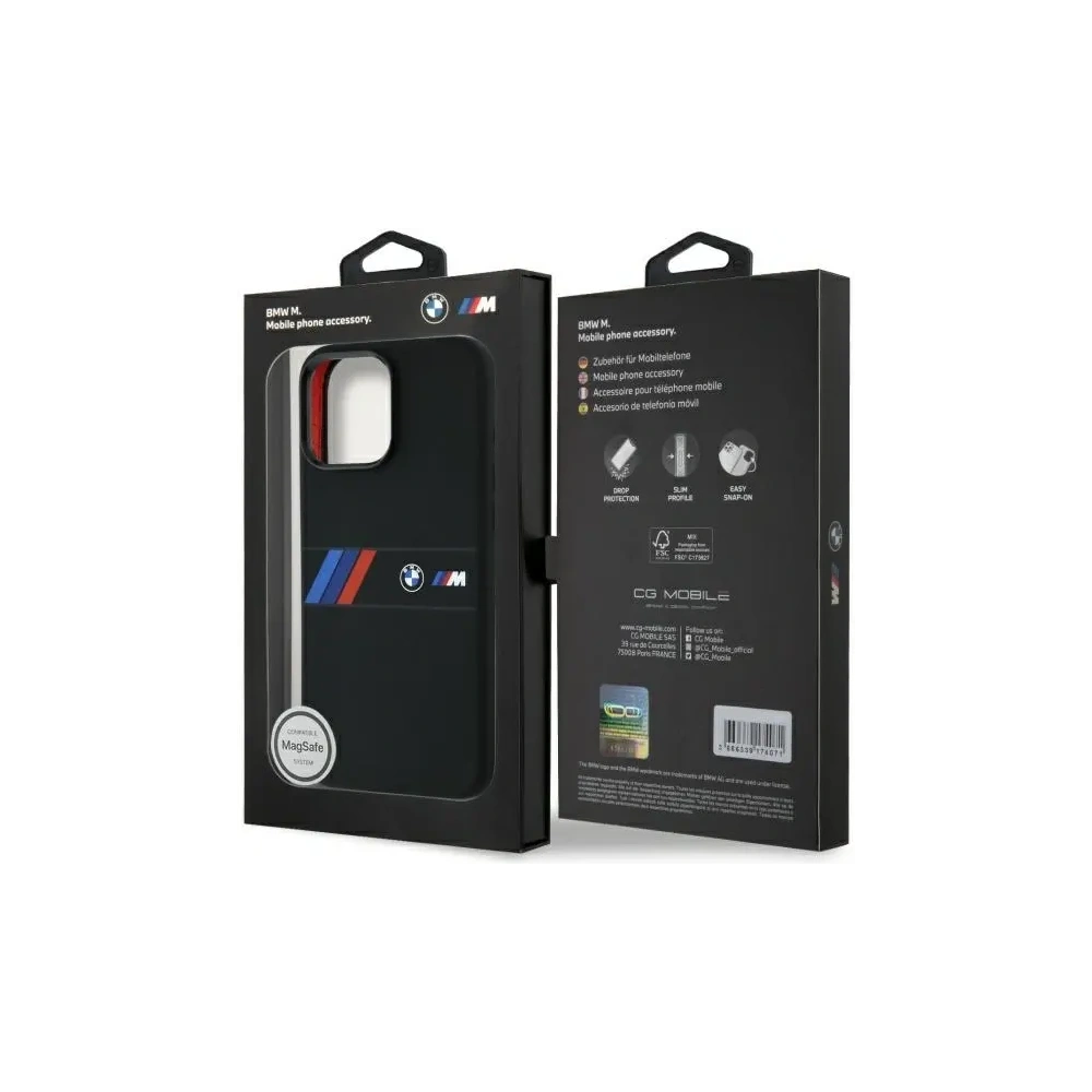 Etui BMW BMHMP16X23SAXK Apple iPhone 16 Pro Max hardcase Silicone Middle Stripe MagSafe czarny/black