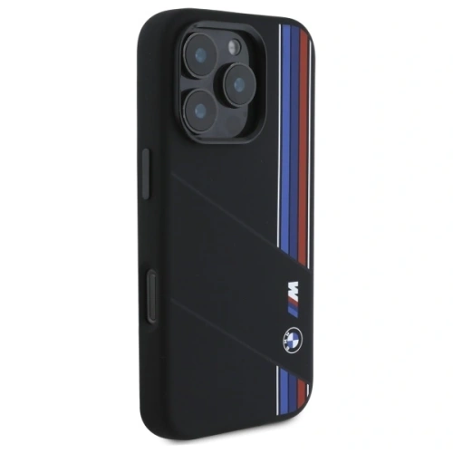 Kup BMW BMHMP16X23SCUK Apple iPhone 16 Pro Max Hartschale Silikon Schnitt Tricolor Linien MagSafe schwarz - BMW789 - {ean13} - Sklep Home Screen