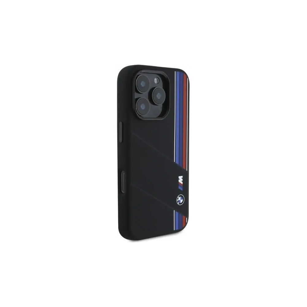 Etui BMW BMHMP16X23SCUK Apple iPhone 16 Pro Max hardcase Silicone Cut Tricolor Lines MagSafe czarny/black