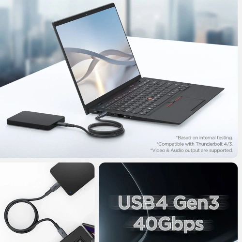 Kup Spigen ArcWire PB2203 USB-C / USB-C Kábel PD 240W 120cm Fekete - SPN16569 - {ean13} - Sklep Home Screen