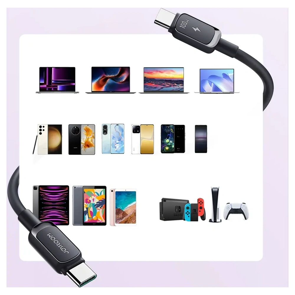 Kabel Joyroom Multi-Color Series A14 USB-C / USB-C 60W 1.2 m czarny