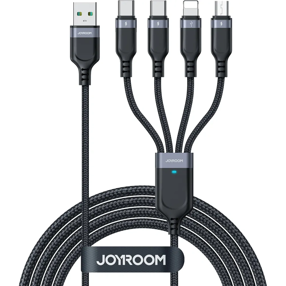 Kabel Joyroom Multi-Use Series S-A18 USB-A / 2xUSB-C, Lightning, microUSB 1.2m czarny