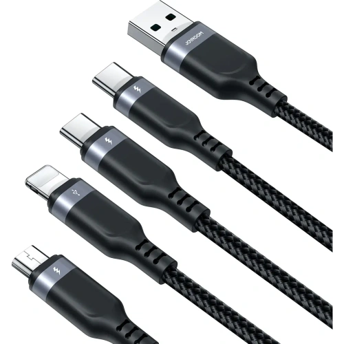 Kup Joyroom Multi-Use Series S-A18 kábel USB-A / 2xUSB-C, Lightning, microUSB 1.2m fekete - JYR1098 - {ean13} - Sklep Home Screen