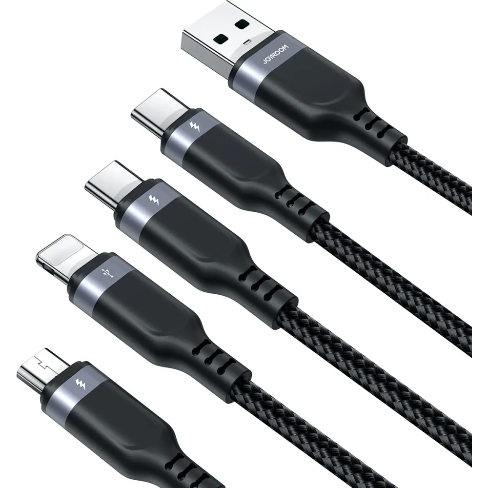 Kabel Joyroom Multi-Use Series S-A18 USB-A / 2xUSB-C, Lightning, microUSB 1.2m czarny