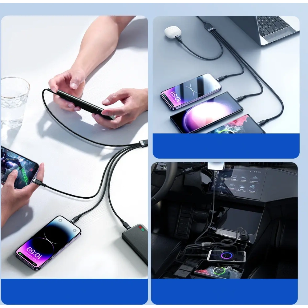 Kabel Joyroom Multi-Use Series S-A18 USB-A / 2xUSB-C, Lightning, microUSB 1.2m czarny