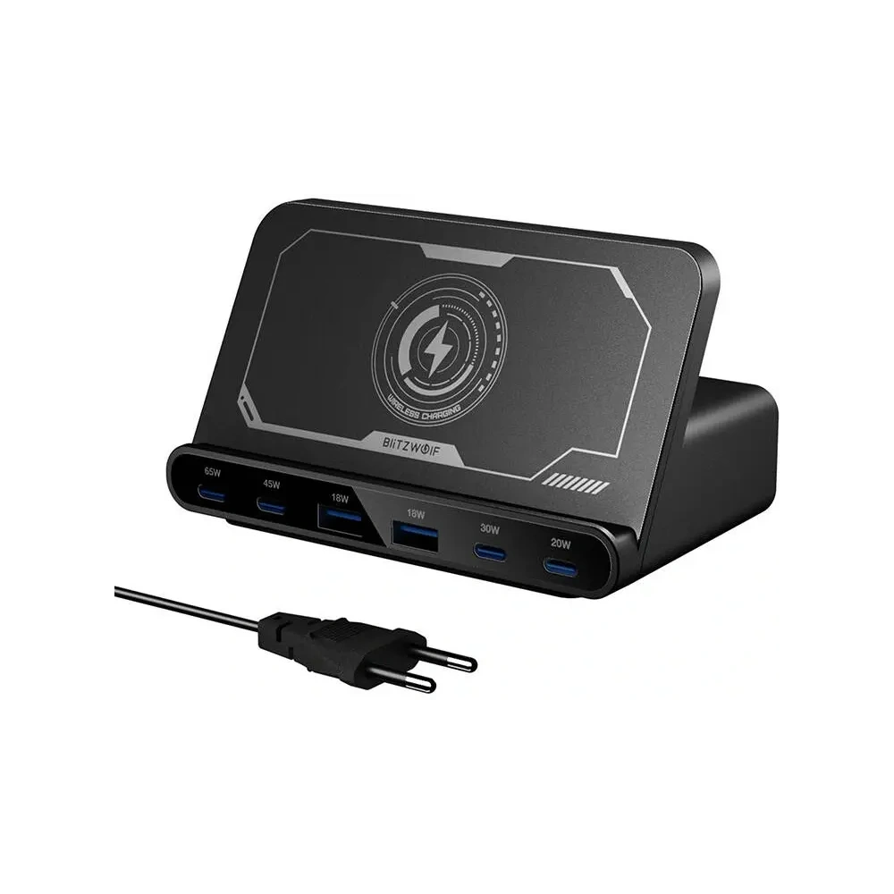 Stacja ładująca Blitzwolf BW-S27 160W, 2xUSB-A, 4xUSB-C, 15W (czarna)