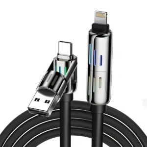 Kup Blitzwolf BW-HDC6 kábel USB-C, USB-A / USB-C, Lightning 1.2m 240W RGB (fekete) - BLZ632 - {ean13} - Sklep Home Screen