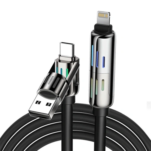 Kup Blitzwolf BW-HDC6 kábel USB-C, USB-A / USB-C, Lightning 1.2m 240W RGB (fekete) - BLZ632 - {ean13} - Sklep Home Screen