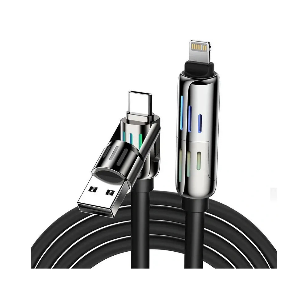 Kabel Blitzwolf BW-HDC6 USB-C, USB-A / USB-C, Lightning 1.2m 240W RGB (czarny)