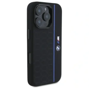Kup BMW BMHMP16X23SHEB Apple iPhone 16 Pro Max husă din silicon Hexagon Blue Line MagSafe neagră - BMW790 - {ean13} - Sklep Home Screen