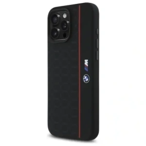 Buy BMW BMHMP16X23SHER Apple iPhone 16 Pro Max hardcase Silicone Hexagon Red Line MagSafe black - BMW791 - {ean13} - Home Screen Store Europe