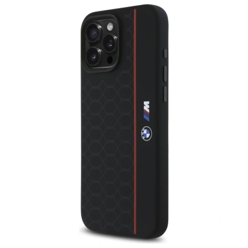 Kup Etui BMW BMHMP16X23SHER Apple iPhone 16 Pro Max hardcase Silicone Hexagon Red Line MagSafe czarny/black - BMW791 - {ean13} - Sklep Home Screen