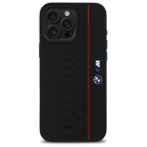 Kup BMW BMHMP16X23SHER Apple iPhone 16 Pro Max kemény tok Szilícium Hexagon Piros Csík MagSafe fekete - BMW791 - {ean13} - Sklep Home Screen
