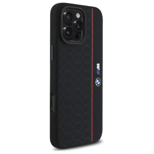 Kup Etui BMW BMHMP16X23SHER Apple iPhone 16 Pro Max hardcase Silicone Hexagon Red Line MagSafe czarny/black - BMW791 - {ean13} - Sklep Home Screen