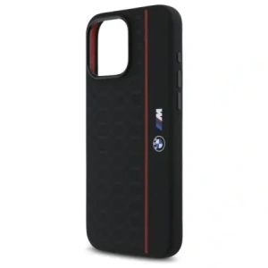 Buy BMW BMHMP16X23SHER Apple iPhone 16 Pro Max hardcase Silicone Hexagon Red Line MagSafe black - BMW791 - {ean13} - Home Screen Store Europe