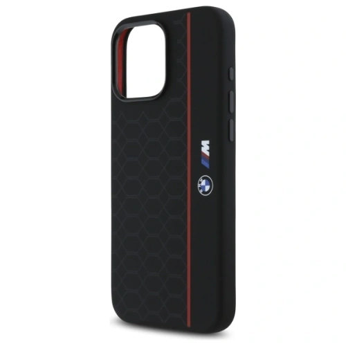 Buy BMW BMHMP16X23SHER Apple iPhone 16 Pro Max hardcase Silicone Hexagon Red Line MagSafe black - BMW791 - {ean13} - Home Screen Store Europe