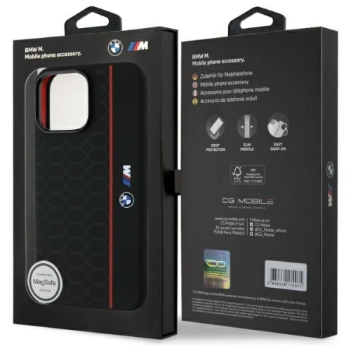 Kup Etui BMW BMHMP16X23SHER Apple iPhone 16 Pro Max hardcase Silicone Hexagon Red Line MagSafe czarny/black - BMW791 - {ean13} - Sklep Home Screen