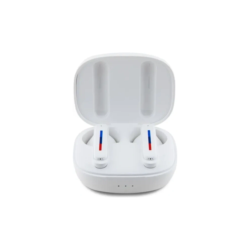Bezprzewodowe słuchawki douszne BMW Bluetooth 5.3 BMBEMIATP20LOH TWS + stacja dokująca Printed Logos biały/white
