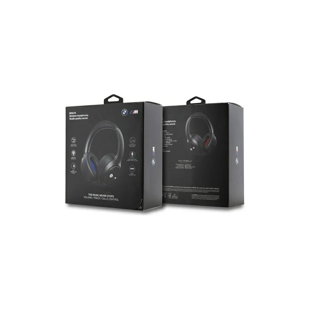 Bezprzewodowe słuchawki nauszne BMW Bluetooth 5.3 ANC BMBHKL601MTCAK Encmetal Logos czarny/black