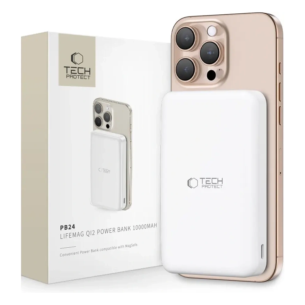 Powerbank Tech-Protect PB24 LifeMag Qi2 MagSafe 10000mah White