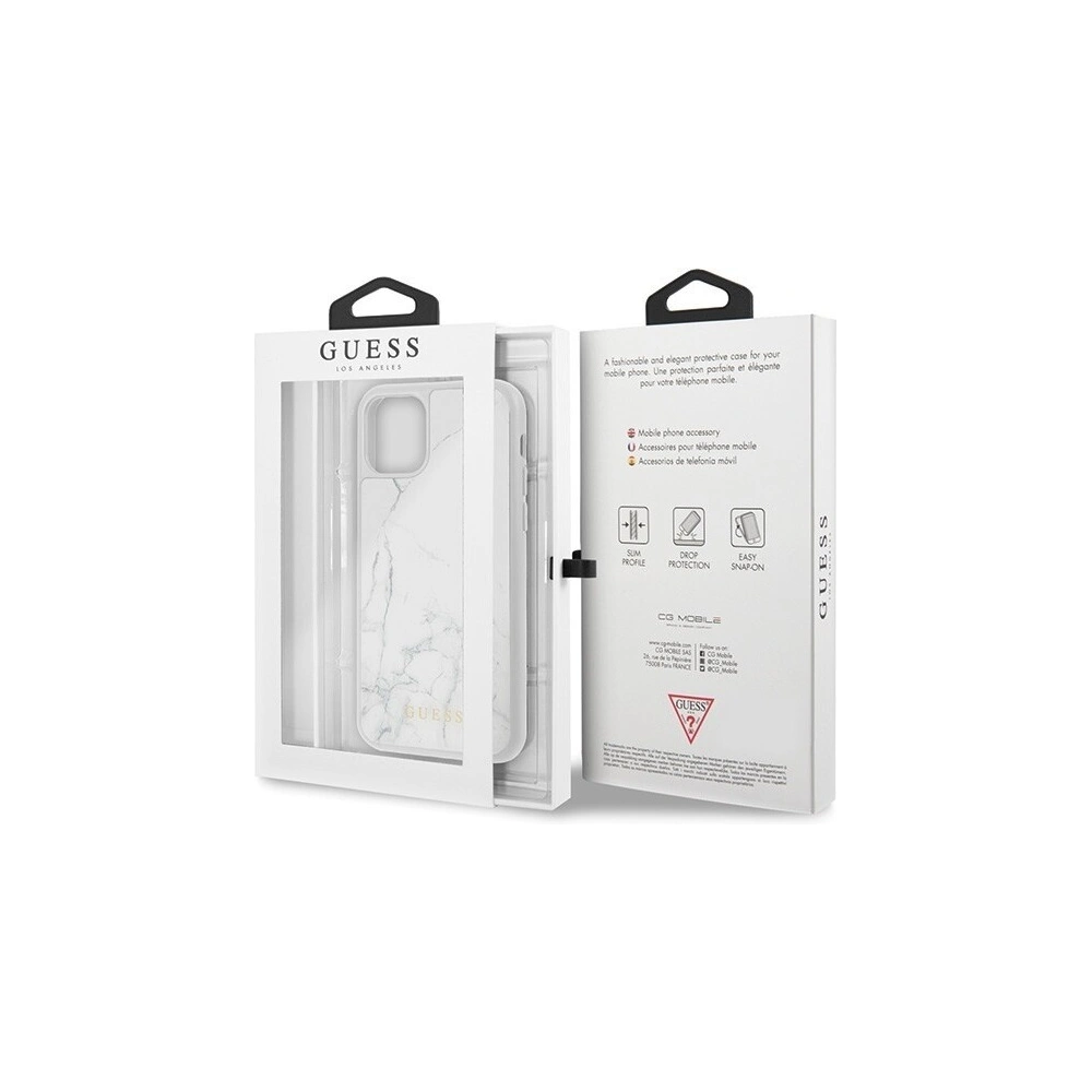 Etui Guess GUHCN61HYMAWH Apple iPhone 11 biały/white Marble