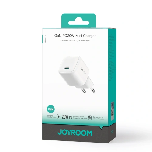 Kup Ładowarka sieciowa Joyroom JR-TCG08 GaN USB-C 20W PD QC3.0 biała - JYR1100 - {ean13} - Sklep Home Screen