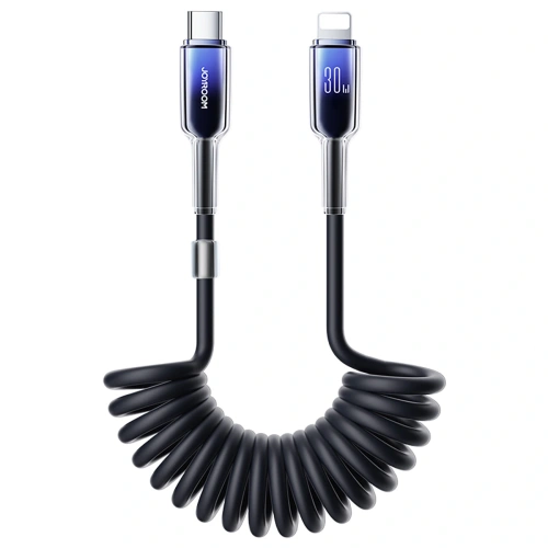 Kup Kabel spirálový Joyroom S-A43 Crystal-Clear Series 30W USB-C / Lightning 1.5m černý - JYR1102 - {ean13} - Sklep Home Screen