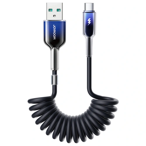 Kup Kabel spirálový Joyroom S-A43 Crystal-Clear Series 3A USB-A / USB-C 1.5m černý - JYR1104 - {ean13} - Sklep Home Screen